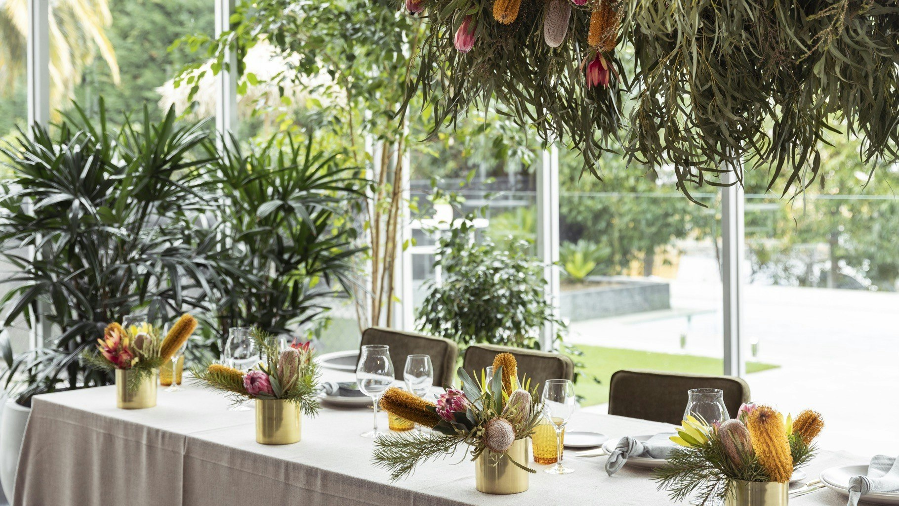Table setting with native plants.